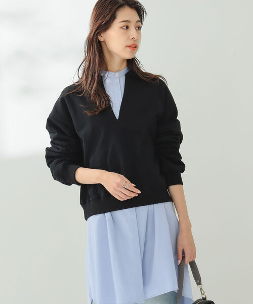 B:MING by BEAMS(ビーミングバイビームス)の「B:MING by BEAMS / スキッパー 裏毛スウェット(スウェット・レディース・パープル系その他4/ブラック/グリーン・ONE SIZE)」の6枚目の写真