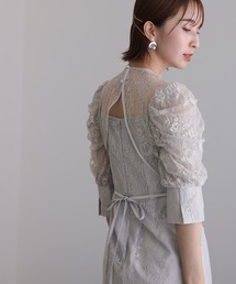 七分袖&ミモレ丈 パーティー ドレス キーネック お呼ばれ 結婚式 フォーマル 同窓会 オケージョンドレス ワンピース 二次会 成人式