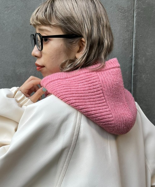 CIAOPANIC（チャオパニック）の「カラーニットバラクラバ（ネックウォーマー/スヌード・レディース・オフホワイト/ブラック/ピンク・FREE）」の3枚目の写真