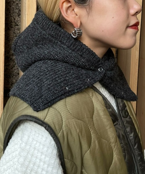 CIAOPANIC（チャオパニック）の「カラーニットバラクラバ（ネックウォーマー/スヌード・レディース・オフホワイト/ブラック/ピンク・FREE）」の2枚目の写真