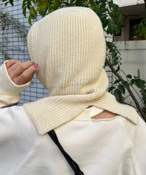 CIAOPANIC（チャオパニック）の「カラーニットバラクラバ（ネックウォーマー/スヌード・レディース・オフホワイト/ブラック/ピンク・FREE）」の4枚目の写真