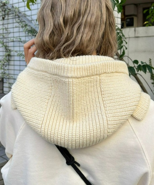 CIAOPANIC（チャオパニック）の「カラーニットバラクラバ（ネックウォーマー/スヌード・レディース・オフホワイト/ブラック/ピンク・FREE）」の6枚目の写真