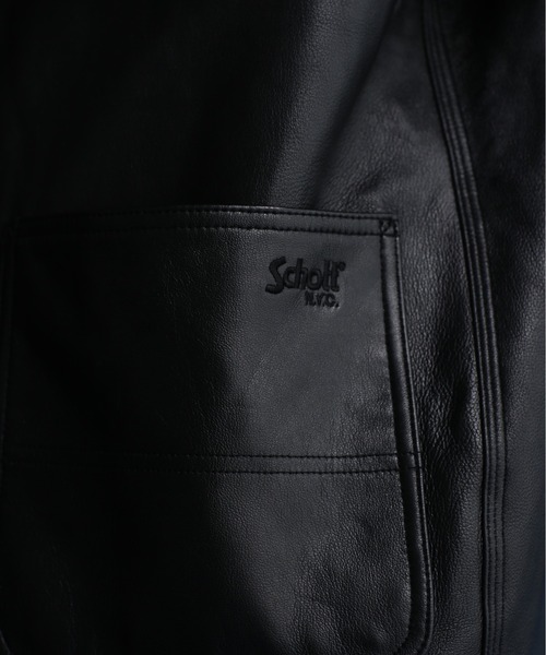 schott（ショット）の「Schott/ショット/LAMB LEATHER COVERALL JACKET/ラムレザー カバーオール ジャケット（ライダースジャケット・メンズ・ブラック・M/S/L/2XL/XL）」の10枚目の写真