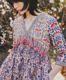 Freada | Freada/フリーダ　インドプリント刺繍ラメステッチワンピース(ワンピース)