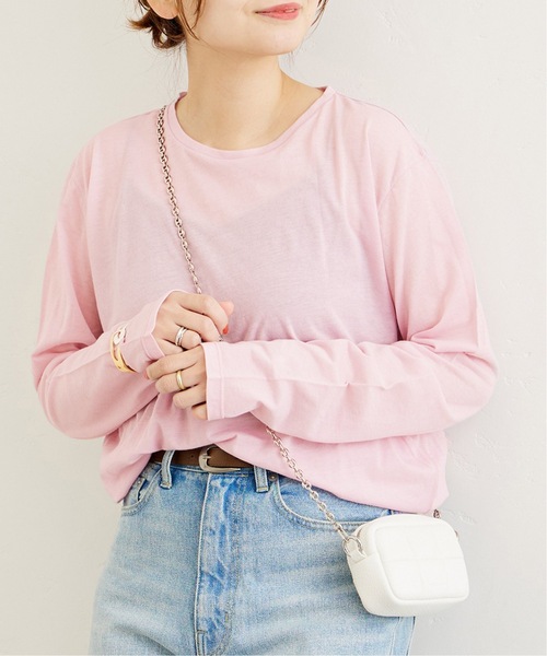 JOURNAL STANDARD(ジャーナルスタンダード)の「■《追加》クルーネックシアーロングTシャツ(Tシャツ/カットソー・レディース・ホワイト/ピンク/ホワイト×ホワイト・FREE)」の1枚目の写真
