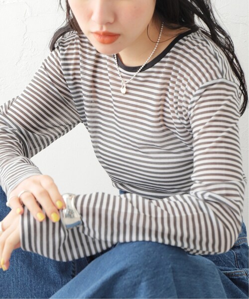JOURNAL STANDARD(ジャーナルスタンダード)の「■《追加》クルーネックシアーロングTシャツ(Tシャツ/カットソー・レディース・ホワイト/ピンク/ホワイト×ホワイト・FREE)」の21枚目の写真