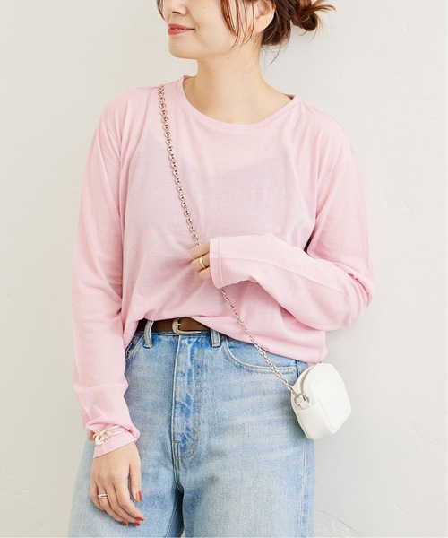 JOURNAL STANDARD(ジャーナルスタンダード)の「■《追加》クルーネックシアーロングTシャツ(Tシャツ/カットソー・レディース・ホワイト/ピンク/ホワイト×ホワイト・FREE)」の8枚目の写真