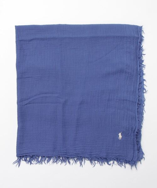 POLO RALPH LAUREN(ポロ ラルフ ローレン)の「フリンジトリム ウールブレンド スカーフ(ストール/ショール・レディース・ブルー系1・ONE)」の4枚目の写真