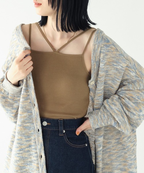 Chaco closet(チャコ クローゼット)の「リブカップ付きダブルストラップキャミソール(キャミソール・レディース・ブラック/オフホワイト/ブラウン/グリーン/イエロー・FREE)」の5枚目の写真