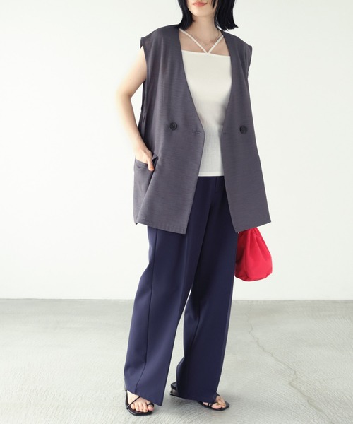 Chaco closet(チャコ クローゼット)の「リブカップ付きダブルストラップキャミソール(キャミソール・レディース・ブラック/オフホワイト/ブラウン/グリーン/イエロー・FREE)」の6枚目の写真