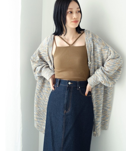 Chaco closet(チャコ クローゼット)の「リブカップ付きダブルストラップキャミソール(キャミソール・レディース・ブラック/オフホワイト/ブラウン/グリーン/イエロー・FREE)」の7枚目の写真