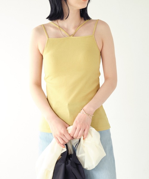 Chaco closet(チャコ クローゼット)の「リブカップ付きダブルストラップキャミソール(キャミソール・レディース・ブラック/オフホワイト/ブラウン/グリーン/イエロー・FREE)」の20枚目の写真