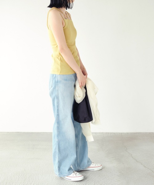 Chaco closet(チャコ クローゼット)の「リブカップ付きダブルストラップキャミソール(キャミソール・レディース・ブラック/オフホワイト/ブラウン/グリーン/イエロー・FREE)」の15枚目の写真