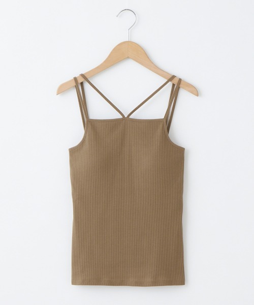 Chaco closet(チャコ クローゼット)の「リブカップ付きダブルストラップキャミソール(キャミソール・レディース・ブラック/オフホワイト/ブラウン/グリーン/イエロー・FREE)」の16枚目の写真
