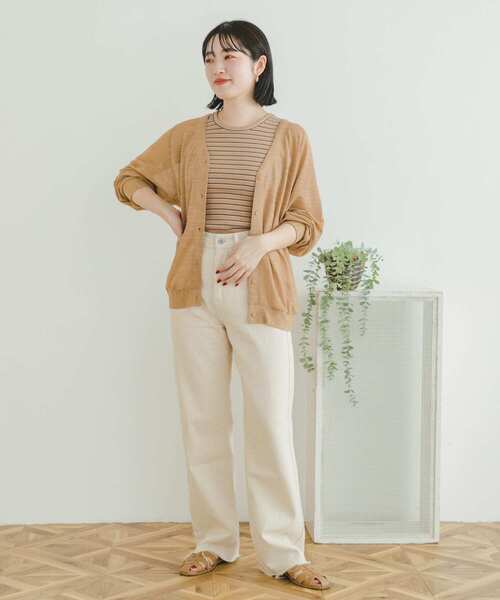 ITEMS URBANRESEARCH（アイテムズ アーバンリサーチ）の「シアーカットカーディガン（カーディガン/ボレロ・レディース・キャメル/オフホワイト/ブラック・FREE）」の9枚目の写真