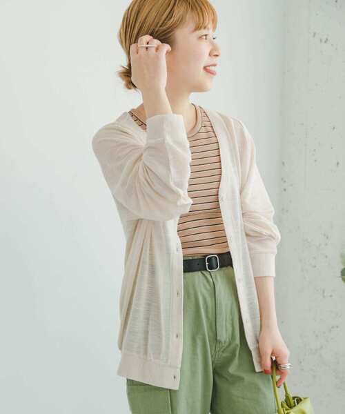 ITEMS URBANRESEARCH（アイテムズ アーバンリサーチ）の「シアーカットカーディガン（カーディガン/ボレロ・レディース・キャメル/オフホワイト/ブラック・FREE）」の12枚目の写真