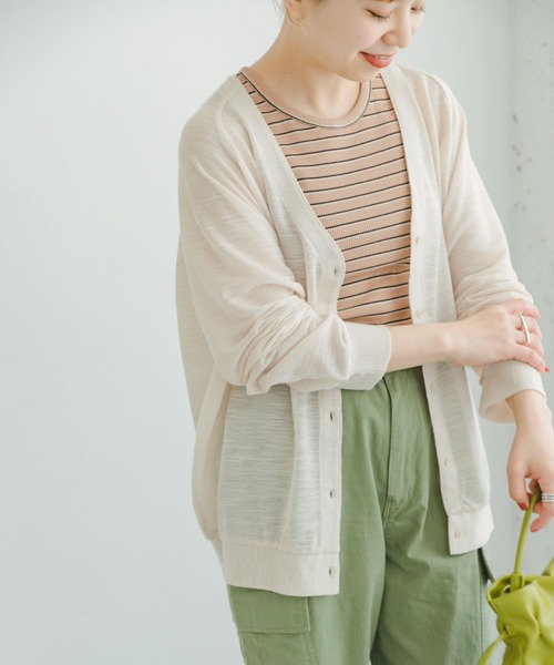 ITEMS URBANRESEARCH（アイテムズ アーバンリサーチ）の「シアーカットカーディガン（カーディガン/ボレロ・レディース・キャメル/オフホワイト/ブラック・FREE）」の13枚目の写真