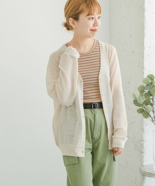 ITEMS URBANRESEARCH（アイテムズ アーバンリサーチ）の「シアーカットカーディガン（カーディガン/ボレロ・レディース・キャメル/オフホワイト/ブラック・FREE）」の16枚目の写真