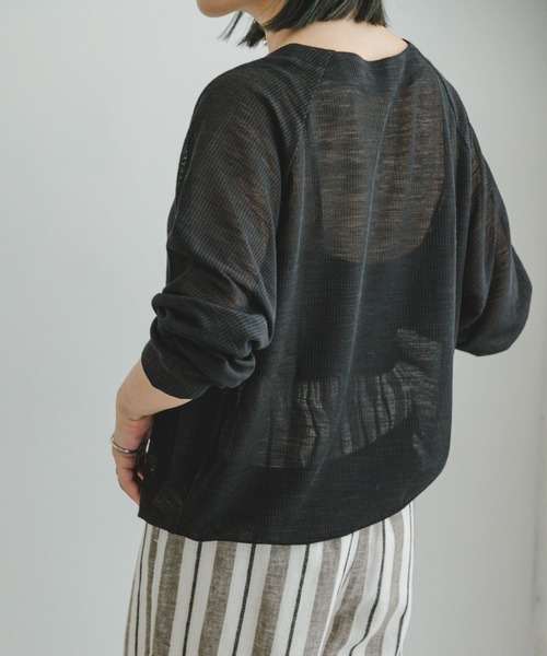 ITEMS URBANRESEARCH（アイテムズ アーバンリサーチ）の「シアーカットカーディガン（カーディガン/ボレロ・レディース・キャメル/オフホワイト/ブラック・FREE）」の20枚目の写真