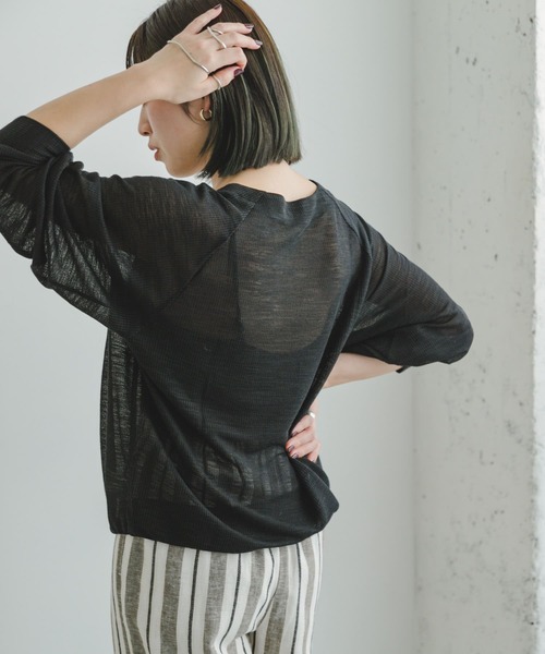 ITEMS URBANRESEARCH（アイテムズ アーバンリサーチ）の「シアーカットカーディガン（カーディガン/ボレロ・レディース・キャメル/オフホワイト/ブラック・FREE）」の21枚目の写真