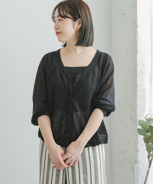 ITEMS URBANRESEARCH（アイテムズ アーバンリサーチ）の「シアーカットカーディガン（カーディガン/ボレロ・レディース・キャメル/オフホワイト/ブラック・FREE）」の22枚目の写真