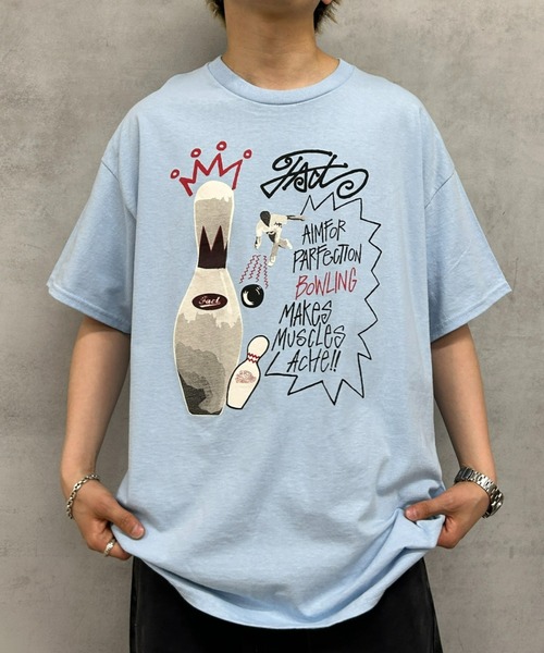 WHO'S WHO gallery（フーズフーギャラリー）の「COOPER FACTボーリングフォトビッグTEE（Tシャツ/カットソー・レディース・サックスブルー/ベージュ/ホワイト/ブラック/チャコールグレー・FREE）」の5枚目の写真