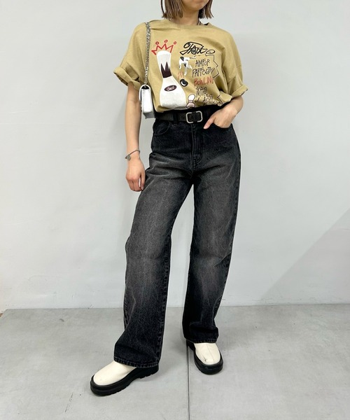 WHO'S WHO gallery（フーズフーギャラリー）の「COOPER FACTボーリングフォトビッグTEE（Tシャツ/カットソー・レディース・サックスブルー/ベージュ/ホワイト/ブラック/チャコールグレー・FREE）」の11枚目の写真