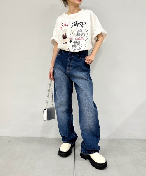 WHO'S WHO gallery（フーズフーギャラリー）の「COOPER FACTボーリングフォトビッグTEE（Tシャツ/カットソー・レディース・サックスブルー/ベージュ/ホワイト/ブラック/チャコールグレー・FREE）」の6枚目の写真
