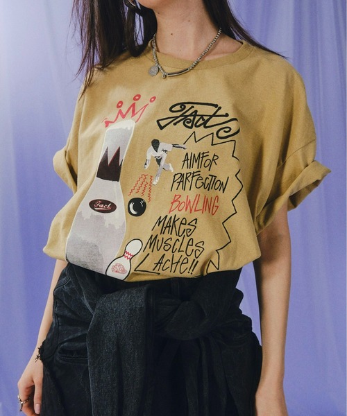 WHO'S WHO gallery（フーズフーギャラリー）の「COOPER FACTボーリングフォトビッグTEE（Tシャツ/カットソー・レディース・サックスブルー/ベージュ/ホワイト/ブラック/チャコールグレー・FREE）」の19枚目の写真