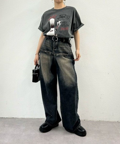 WHO'S WHO gallery（フーズフーギャラリー）の「COOPER FACTボーリングフォトビッグTEE（Tシャツ/カットソー・レディース・サックスブルー/ベージュ/ホワイト/ブラック/チャコールグレー・FREE）」の18枚目の写真