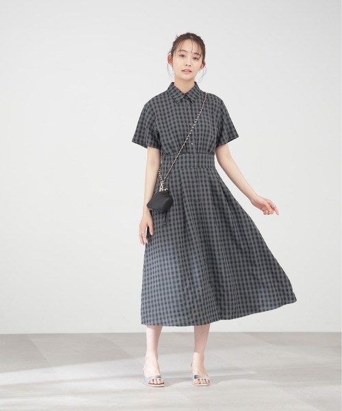 N.（N. Natural Beauty Basic）（エヌエヌナチュラルビューティーベーシック）の「【S Size Line】◆ウエストマークシャツカラーワンピース（シャツワンピース・レディース・ベージュ/ピンク/チェック・SMALL/MEDIUM）」の13枚目の写真