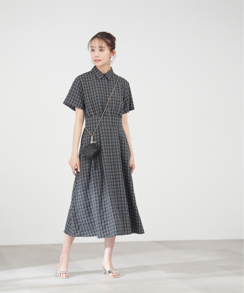 N.（N. Natural Beauty Basic）（エヌエヌナチュラルビューティーベーシック）の「【S Size Line】◆ウエストマークシャツカラーワンピース（シャツワンピース・レディース・ベージュ/ピンク/チェック・SMALL/MEDIUM）」の6枚目の写真