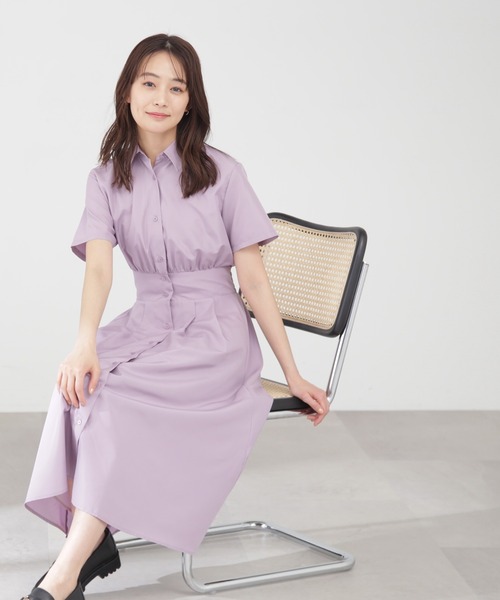 N.（N. Natural Beauty Basic）（エヌエヌナチュラルビューティーベーシック）の「【S Size Line】◆ウエストマークシャツカラーワンピース（シャツワンピース・レディース・ベージュ/ピンク/チェック・SMALL/MEDIUM）」の5枚目の写真