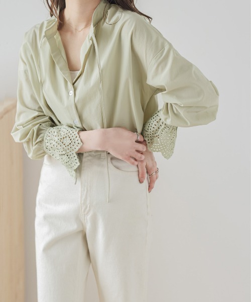SUGAR BISKET（シュガービスケット）の「レース袖ブラウス（シャツ/ブラウス・レディース・ホワイト/ブラック/ピンク/グリーン・フリー）」の4枚目の写真