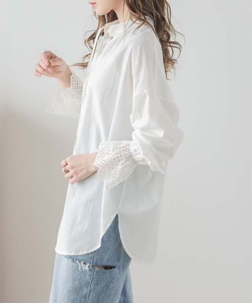 SUGAR BISKET（シュガービスケット）の「レース袖ブラウス（シャツ/ブラウス・レディース・ホワイト/ブラック/ピンク/グリーン・フリー）」の7枚目の写真