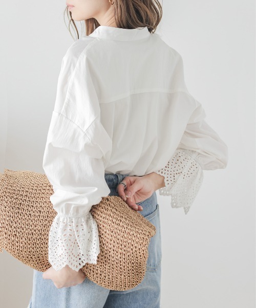 SUGAR BISKET（シュガービスケット）の「レース袖ブラウス（シャツ/ブラウス・レディース・ホワイト/ブラック/ピンク/グリーン・フリー）」の8枚目の写真