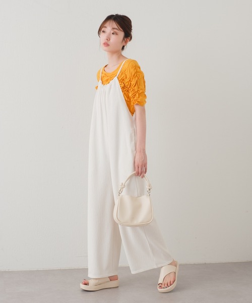 Kastane（カスタネ）の「【サイズ展開あり/WEB限定】ランダムプリーツアメスリサロペット（サロペット/オーバーオール・レディース・ブラック/アイボリー・0/1）」の10枚目の写真