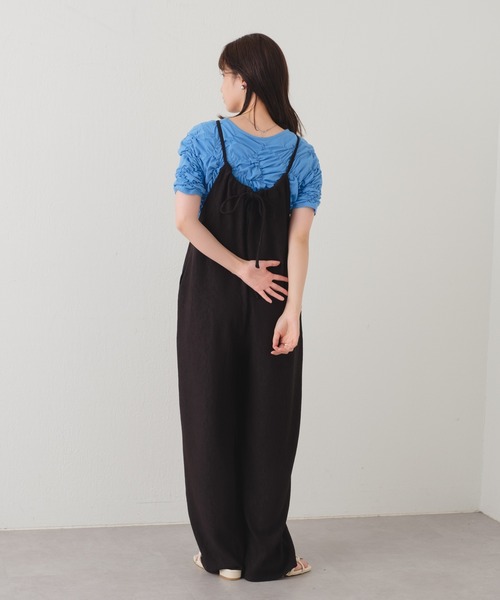 Kastane（カスタネ）の「【サイズ展開あり/WEB限定】ランダムプリーツアメスリサロペット（サロペット/オーバーオール・レディース・ブラック/アイボリー・0/1）」の18枚目の写真