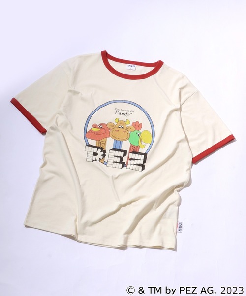 Salong hameu(サロン ハミュー)の「PEZ(ペッツ) キャラクターフロントプリントリンガーTシャツ(Tシャツ/カットソー・メンズ・ホワイト/ナチュラル・M/L/LL)」の2枚目の写真