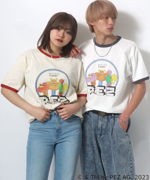 Salong hameu(サロン ハミュー)の「PEZ(ペッツ) キャラクターフロントプリントリンガーTシャツ(Tシャツ/カットソー・メンズ・ホワイト/ナチュラル・M/L/LL)」の11枚目の写真