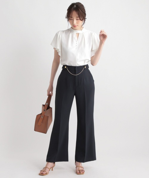 Andemiu(アンデミュウ)の「スタンドラッフルブラウス197857(シャツ/ブラウス・レディース・ネイビー/ホワイト/ライトグリーン/ライトイエロー・FREE)」の14枚目の写真