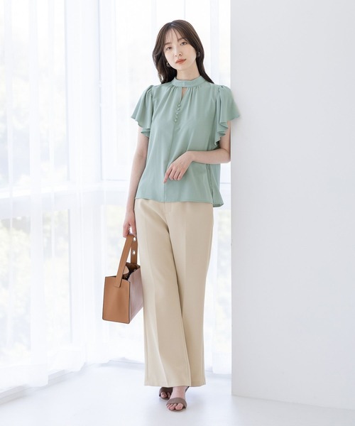 Andemiu(アンデミュウ)の「スタンドラッフルブラウス197857(シャツ/ブラウス・レディース・ネイビー/ホワイト/ライトグリーン/ライトイエロー・FREE)」の20枚目の写真