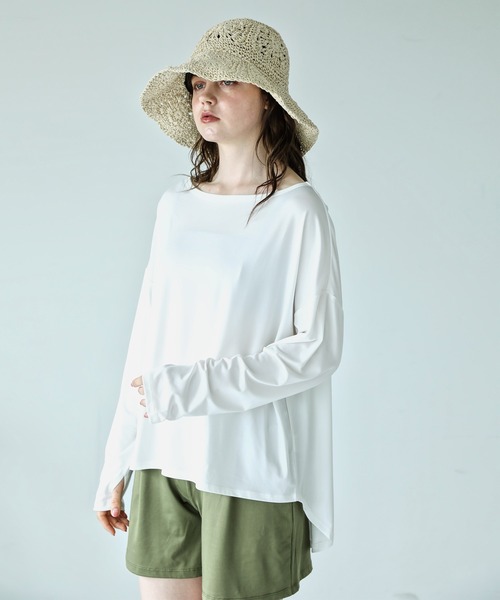 aity(アイティ)の「オフショルダー&ショートパンツ 長袖ラッシュガード上下セットアップ レディース(ラッシュガード・レディース・カーキ/モカ/その他2/その他4/その他3/ブラック/その他1/チャコール・L~LL/M~L)」の9枚目の写真