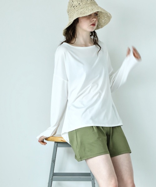 aity(アイティ)の「オフショルダー&ショートパンツ 長袖ラッシュガード上下セットアップ レディース(ラッシュガード・レディース・カーキ/モカ/その他2/その他4/その他3/ブラック/その他1/チャコール・L~LL/M~L)」の13枚目の写真