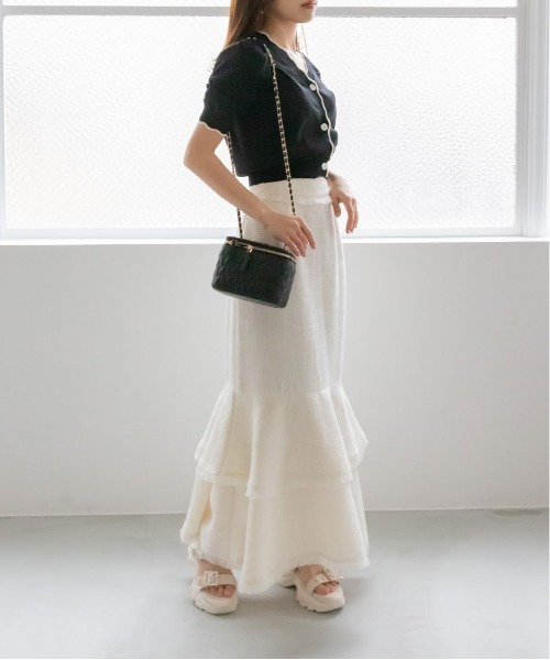 RANDA（ランダ）の「スカラップデザインショートカーデ（カーディガン/ボレロ・レディース・クリーム/ブラック/オレンジ/グリーン・FREE）」の11枚目の写真