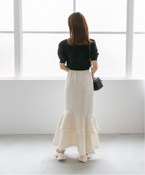 RANDA（ランダ）の「スカラップデザインショートカーデ（カーディガン/ボレロ・レディース・クリーム/ブラック/オレンジ/グリーン・FREE）」の8枚目の写真