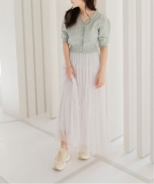 RANDA（ランダ）の「スカラップデザインショートカーデ（カーディガン/ボレロ・レディース・クリーム/ブラック/オレンジ/グリーン・FREE）」の15枚目の写真