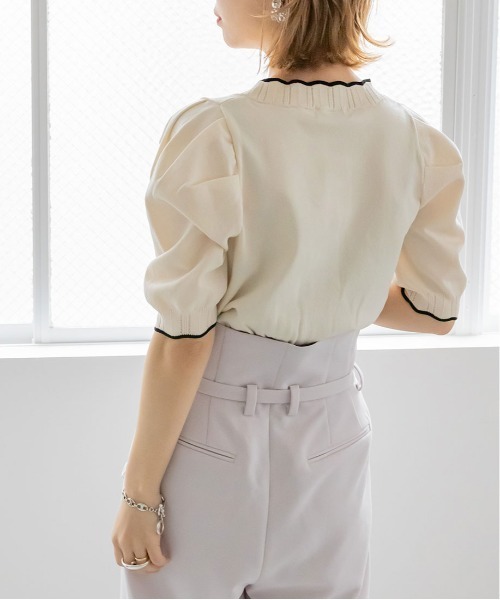 RANDA（ランダ）の「スカラップデザインショートカーデ（カーディガン/ボレロ・レディース・クリーム/ブラック/オレンジ/グリーン・FREE）」の6枚目の写真