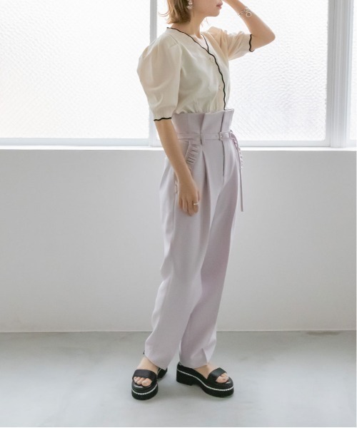 RANDA（ランダ）の「スカラップデザインショートカーデ（カーディガン/ボレロ・レディース・クリーム/ブラック/オレンジ/グリーン・FREE）」の9枚目の写真