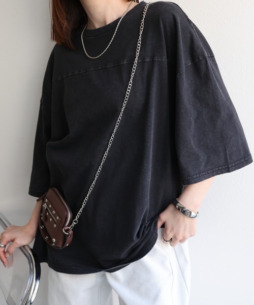 CREARE -LINO-(クレアーレリノ)の「【USAコットン】ヘビーウエイト オーバーサイズ ビック フットボール ルーズ Tシャツ<ユニセックス>(Tシャツ/カットソー・メンズ・アイボリー/ブラック/ホワイト/ネイビー/チャコールグレー/ブラウン/ブラック系その他・L/XL/M)」の4枚目の写真